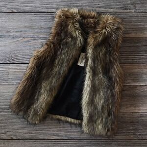 Forever 21 Faux Fur Vest in Brown and Black